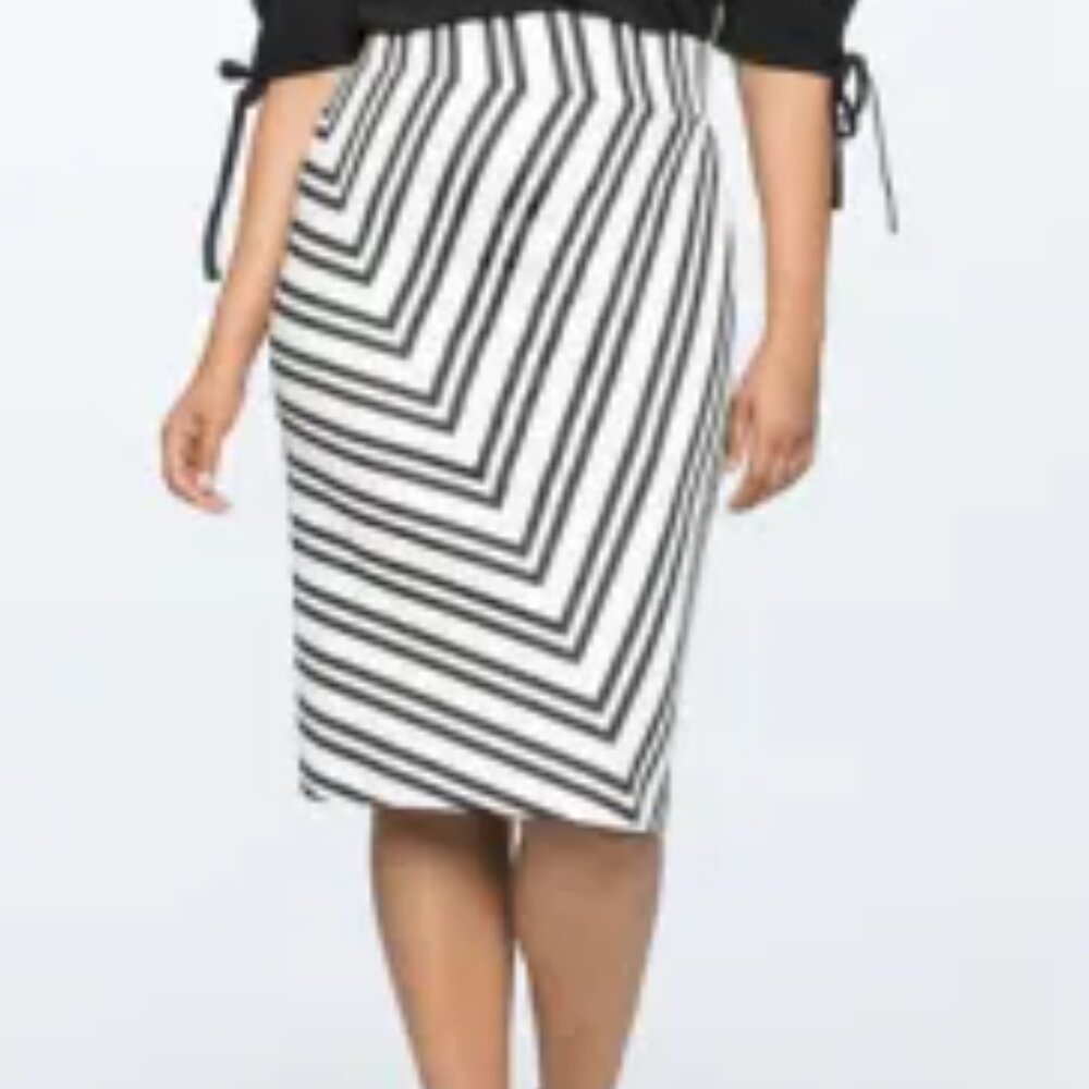 Plus Size Eloquii Black and White Pencil  Skirt
